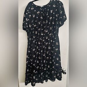 Elegant Black Floral Midi Dress